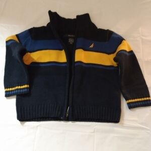 Nautica Sweater Mock Neck Full open zipper 18m Navy  Yellow, pre-